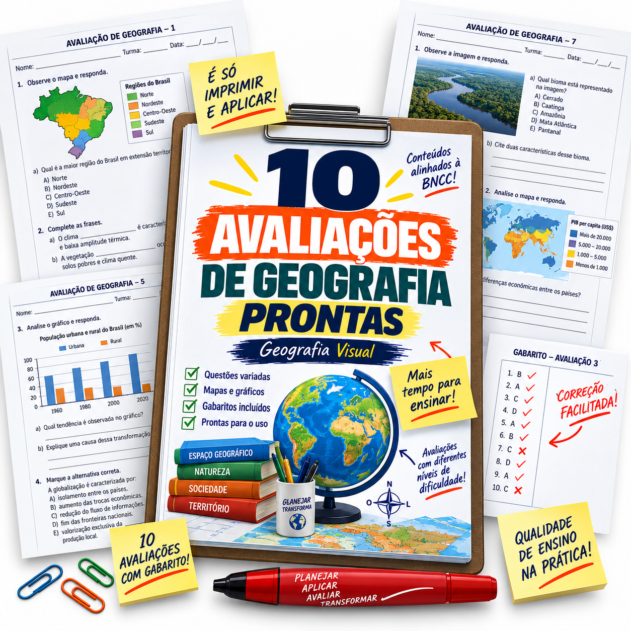 10 Avaliações de Geografia Prontas