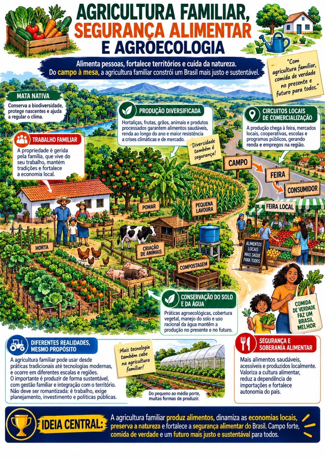 Página visual de Geografia: Agricultura Familiar, Segurança Alimentar e Agroecologia