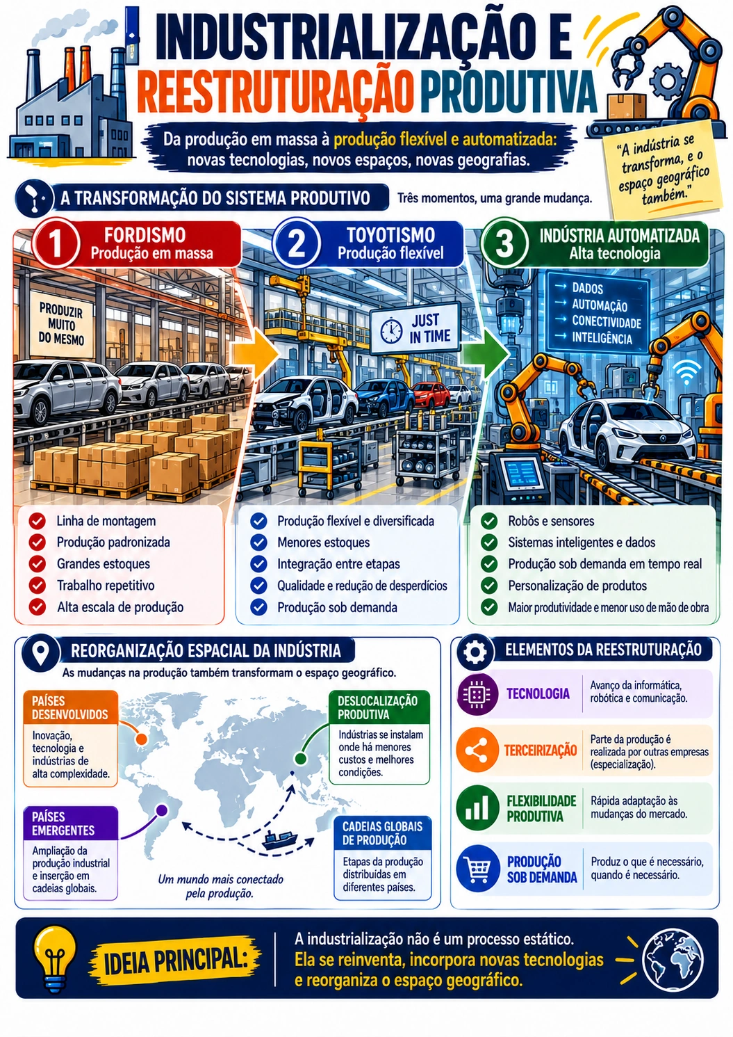 Página visual de Geografia: Industrialização e Reestruturação Produtiva