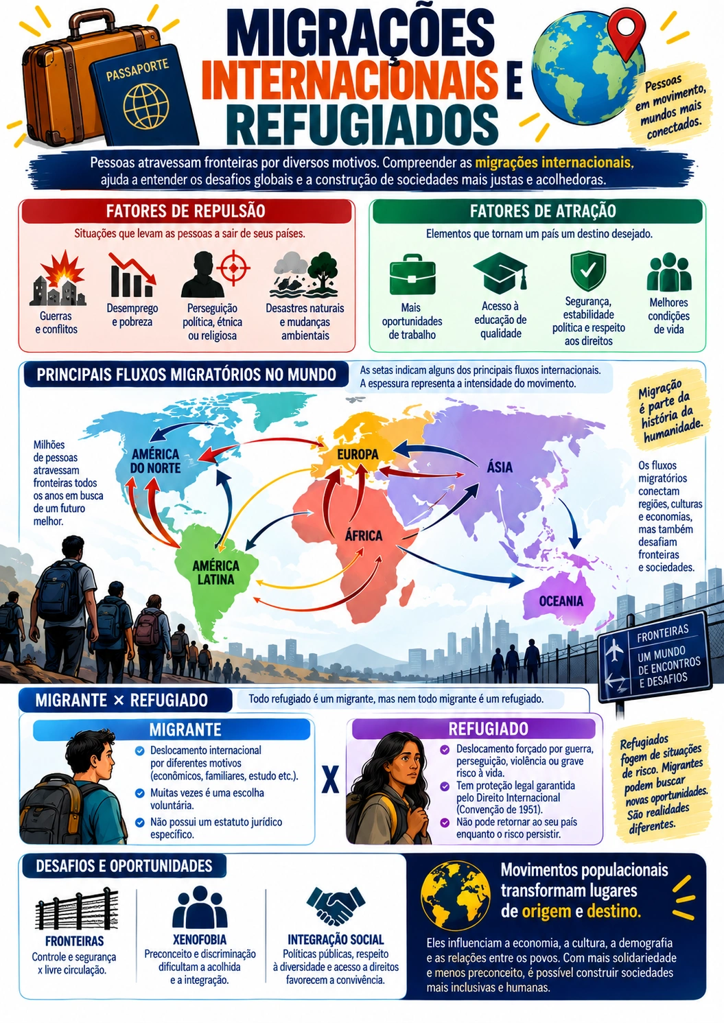 Página visual de Geografia: Migrações Internacionais e Refugiados