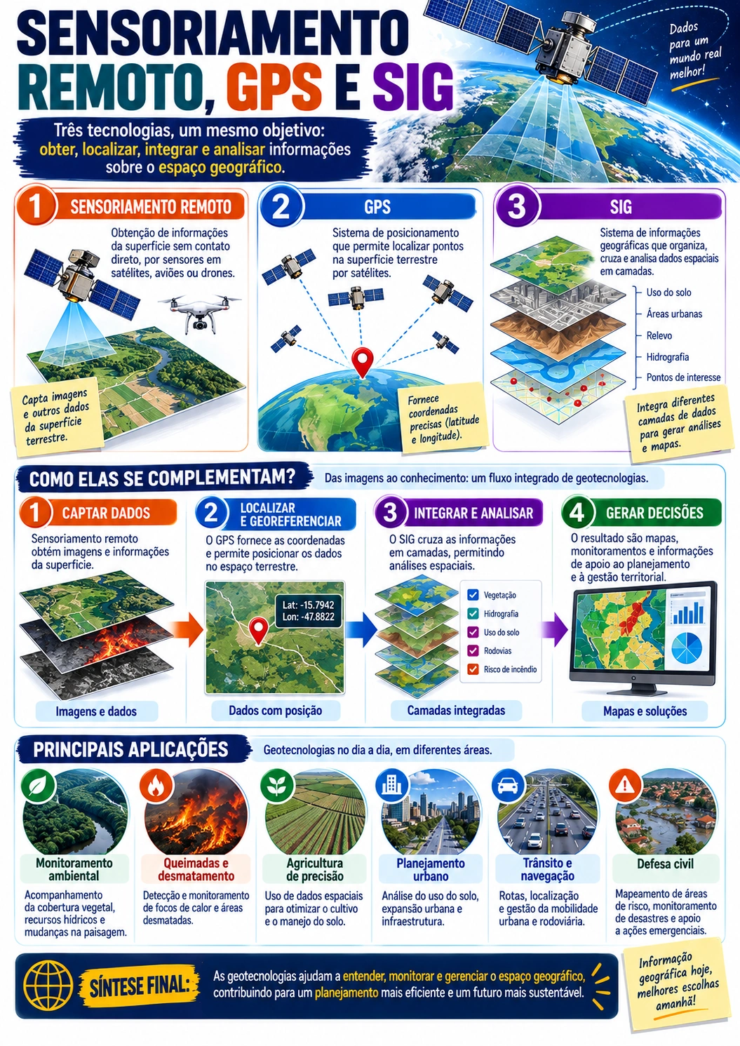 Página visual de Geografia: Sensoriamento Remoto, GPS e SIG